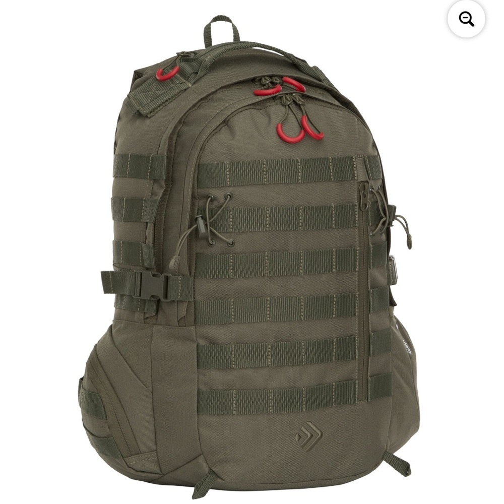 Rugged Outdoor Products Backpack in Military Green with Red Accents NWOT